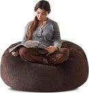 Bean Bag Chair 3Ft, Memory Foam Filled, Large Beanbag Chairs for Adults and Teens, Soft Sofa with Removable Flannel Cover, Round Couch for Living Room Bedroom College Dorm (Brown, 3FT-36×36"×24") by CozyNest Decor