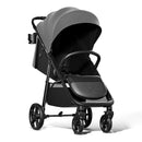 Mompush Nova Baby Stroller for Toddler, Infant & Newborn | Spacious Seat & Lie-Flat Mode | Compact One-Hand Fold, UPF 50+ Canopy & All-Wheel Suspension | Includes Rain Cover & Cup Holder, Grey by TinyTreasures Baby Boutique