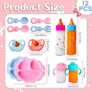12 Pcs Baby Doll Accessories Magic Bottle set,Pretend Play Feeding Toy Set with Package,Doll Feeding Set for Kids Girls,Magic Disappearing Juice Milk Bottles,Sippy Cups,Pacifiers,Bowl Spoons by TinyTreasures Baby Boutique