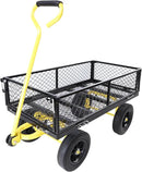 Heavy Duty 480 Lbs Capacity Mesh Steel Garden Cart Folding Utility Wagon with Removable Sides (Black+Yellow) by GreenHaven Gardens