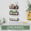 Wall Hanging Baskets 3 Pack, Extra Large Diversified Wire Basket Shelves of Wooden Style, with Wall Mounted Hooks & Traceless Stickers, for Kitchen Coffee Bar Office Room Garage Storage Organization by CozyNest Decor
