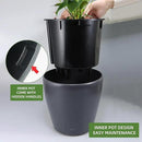 Dexceder 18x17 Self Watering Planter with Wheels Indoor Outdoor, Inner Pot Design, Thickened Large Floor Standing Flower Plant Pot with Water Level Indicator (Slate Gray Matte) by CozyNest Decor
