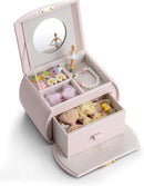 Vlando Musical Jewelry Box with Spinning Ballerina, Lockable Girls’ Jewelry Organizer for Necklaces Rings and Hair Accessories, Gift for Girls and Kids, Barely Pink by TinyTreasures Baby Boutique