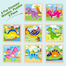 Wooden Puzzles for Toddlers 2-4, 9 Pieces Dinosaur Jigsaw Puzzles for Kids Ages 3-5, Preschool Learning Activities, Learning & Educational Toys, Gifts for Boys, Girls by TinyTreasures Baby Boutique