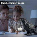 Raven Gothic Home Decor Fake Crow Light Holder Raven Lamp Tealight Candle Holder Resin Raven Statue Wearing Silver 2PCS by CozyNest Decor