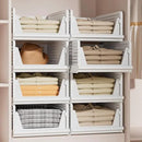 Stackable Plastic Storage Basket Closet Organizer Bin Foldable Clothes Organizer Storage Drawer Shelf Container for Living Room Bathroom Kitchen Office Laundry Room by CozyNest Decor