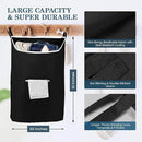 The Fine Living Co. X-Large Hanging Laundry Hamper with Over Door Hooks & Adhesive,Durable Space Saving Laundry Bag with Zipper and Wide Open Top,Hanging Dorm Laundry Hamper 20"x3.75"x31" (Black-XL) by CozyNest Decor