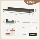 24 Inches Floating Shelves for Wall, Solid Pine Wood Picture Ledge Shelves, Wall Shelves with Lips, Nursery Book Shelves for Toys Storage Living Room Bedroom Photo Frames (2 Pcs, Grey) by TinyTreasures Baby Boutique