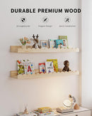 Nursery Book Shelves, 4-Pack Wood Floating Shelves for Wall Kids, Scalloped Shelves, Wall Book Shelves for Bedroom Kids, Toddler Room, Baby Room, Nursery Decor (Wood, 23 Inches) by TinyTreasures Baby Boutique