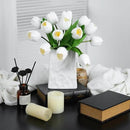 White Artificial Tulips, 2 Bundles 14Pcs, Fake Tulips Artificial Flowers, 2 x 2.4 Inch Large Flower Head Big Tulip, Easter Valentine's Day Mother's Day Home Decoration Flowers by CozyNest Decor