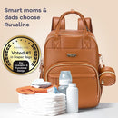RUVALINO Diaper Bag Backpack, Multifunction Travel Pack Maternity Baby Changing Bags, Large Capacity, Waterproof, Brown by TinyTreasures Baby Boutique