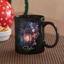 Custom Vintage Lantern With Flowers Coffee Mug, Personalized Name Ceramic Cup 11oz Or 15oz, Glowing Light And Flowers Mug, Customized Enchanted Nature Black Cup, Gift For Friends by CozyNest Decor