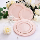 FLOWERCAT 60PCS Pink Plastic Plates - Heavy Duty Pink Plates Disposable for Party/Mother's Day/Wedding - serving 30 guests Include 30PCS 10.25inch & 30PCS 7.5inch by CozyNest Decor