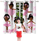 Black Girl Blackout Curtains 2 Panels 63" Inch Drapes for Kids Nursery Bedroom Kids Blackout Curtains Cute Girls Themed Grommet Top Thermal Insulated Curtains for Nursery, 82" x 63" by TinyTreasures Baby Boutique