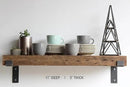 Urban Legacy Reclaimed Barn Beam Deep Shelves | Deep Shelves with Brackets Included, Set of 2 | (Natural Full Profile Bracket, 24" x 11" x 3") by CozyNest Decor