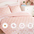 Full Size Comforter Sets with Sheets for Girls-7 Pieces Full Size Bedding Sets with Pink Comforter, Sheets, Pillowcases & Shams for Kids (Pink Gold Heart, 76" X 86") by TinyTreasures Baby Boutique