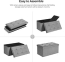 SONGMICS MAZIE Collection - 30 Inches Ottoman Storage Bench, 21 Gal. Folding Chest with Breathable Linen-Look Fabric, Load up to 660 lb, for Entryway, Living Room, Bedroom, Light Gray ULSF001G02 by CozyNest Decor