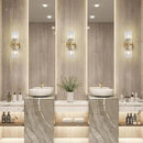 Gold Crystal Wall Sconces Set of Two, Wall Sconce Set of 2, Brass Sconces Wall Lighting with K9 Crystal Lampshade, Wall Lights for Bedroom Living Room Bathroom Hallway by CozyNest Decor