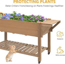 Raised Garden Bed with Lockable Wheels Mobile Elevated Wood Planter,Storage Shelf, Protective Liner,55.5x24x32in (Brown) by CozyNest Decor