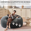 Bean Bag Chair 4Ft, Memory Foam Filled, Large Beanbag Chairs for Adults and Teens, Soft Sofa with Removable Flannel Cover, Round Couch for Living Room Bedroom College Dorm (Dark Gray, 4FT-47×47"×24") by CozyNest Decor