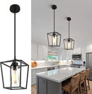 2 Pack 1-Light Black Pendant Lights for Kitchen Island, Farmhouse Metal Pendant Light Iron Cage Hanging Light Fixtures with Clear Glass Shade for Dining Room, Entryway, Hallway, Foyer by CozyNest Decor