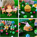 100 Pcs Miniature Fairy Garden Accessories Mini Landscape, Resin Micro Buildings Structures Tiny Animals Figurines by GreenHaven Gardens