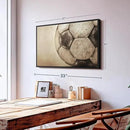 Elephant Stock Worn Soccer Ball Wall Art - Horizontal Framed Canvas - 1-Piece Living Room Wall Decor - Photography sports Canvas Print - Brown and Gray Decor for Wall - 31" X 21" by CozyNest Decor