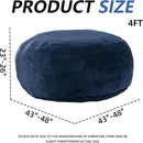 4FT Large Bean Bag Chairs,Big Adult Size Memory Foam Beanbags with Filler Included,Machine Washable Corduroy Cover,Ultra Soft Plush Gaming Bing Bag Puff Chair for Dorm, Living Room & Bedroom (Blue) by CozyNest Decor