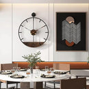 Modern Wood Walnut Dial Wall Clock, Large Simple Wall Decor Metal Frame Silent Non Ticking Clock for Living Room Decor, Kitchen, Bedroom, Study Decoration, Handmade Home Gift Idea, 15.8 in by CozyNest Decor