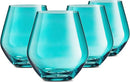 Godinger Wine Glasses, Stemless Wine Glasses, Red Wine Glasses, Drinking Glasses, European Made Stemless Wine Glass - Turquoise, 17oz, Set of 4 by CozyNest Decor