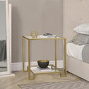 2 Tier Rectangular Side Table, Gold End Table with Glass Top, Modern Metal Clear Coffee Table，Small Accent Table for Living Room, Bedroom, 22" x 12.4" x 24" by CozyNest Decor