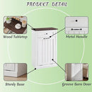 Tilt Out Laundry Hamper Cabinet, 10 Gallon Farmhouse Trash Can Cabinet with Drawer, Hidden Wood Garbage Can Bin Cabinet with Laundry Storage Basket for Bathroom, Kitchen, Antique White by CozyNest Decor