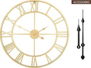 Large Modern Metal Wall Clocks Rustic Round Silent Non Ticking Battery Operated Roman Numerals Clock for Living Room/Bedroom/Kitchen Wall Decor-(Gold, 40cm) by CozyNest Decor