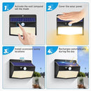 Solar Motion Sensor Lights Outdoor [ 12 Packs/138 LED ] Solar Fence Lights with 3 Lighting Modes, Solar Powered Security Lights Waterproof for Outside Yard Garden Backyard Deck Step Garage,Warm White by GreenHaven Gardens