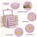 AKOZLIN Huge Jewelry Box Organizer Functional Large Leather Jewelry Storage Case for Women Girls Ring Necklace Earring Bracelet Holder Organizer with Mirror by TinyTreasures Baby Boutique