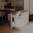 HMYHUM Acrylic Bar Cart with 4 Lockable Wheels, 3 Tier Clear Serving Cart with Glass Holder, Rolling Beverage Cart for Home, Kitchen, Dinning Room, 23.6''D x 15''W x 32.3''H by CozyNest Decor