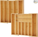 Bamboo Drawer Organizer, 2 Pack - Expandable Silverware Organizer & Utensil Drawer Organizer, Cutlery Tray with Dividers, 7-9 Slots - Premium Kitchen Organizer for Utensils & Flatware (Natural) by CozyNest Decor