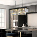 Crystal Chandeliers for Dining Room 11-Light Black Modern Chandelier Rectangle Contemporary Pendant Light Fixture for Kitchen Island Bar L33.5 Inch by CozyNest Decor