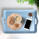 Spsyrine Light Blue Decorative Tray, Elegant Plastic Serving Tray with Handles, Coffee Table Tray for Ottoman, Living Room, Home Decor by CozyNest Decor