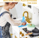 Labebe Wooden Kids Play Kitchen, Toy Kitchen Set with Plenty of Play Features & Cookware, Toddler Kitchen Playset Designed in Trendy Home Style for Boys Girls by TinyTreasures Baby Boutique