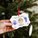 Baby Hand and Footprint Ornament - Baby Frist Christmas Ornament 2025 with Custom Photo, Name, Date - Personalized Baby Gifts, Newborn Keepsake, New Mom Gifts by TinyTreasures Baby Boutique