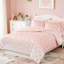 Twin Comforter Set with Sheets for Girls-5 Pieces Twin Bedding Sets with Pink Comforter, Sheets, Pillowcase & Sham for Kids (Pink Gold Heart, 66" X 86") by TinyTreasures Baby Boutique