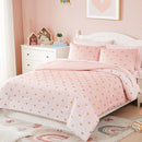 Full Size Comforter Sets with Sheets for Girls-7 Pieces Full Size Bedding Sets with Pink Comforter, Sheets, Pillowcases & Shams for Kids (Pink Gold Heart, 76" X 86") by TinyTreasures Baby Boutique