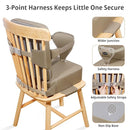 Toddler Booster Seat for Kitchen Chair, 2-in-1 Dining Table Booster Seat with Backrest & Adjustable Straps – Easy-Clean, PU Portable Toddler Eating Travel Increasing Cushion - Dark Coffee by TinyTreasures Baby Boutique