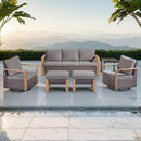 Outdoor Wicker Patio Furniture Set - 6 Piece Patio Conversation Set with 2 Wicker Swivel Rocker Chairs,2 Rattan Ottoman,1 Side Table and 1 Couch,Thick Cushions,Deep Seating(Brown/Grey) by CozyNest Decor
