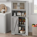 GarveeHome 54in Tall Bathroom Cabinet, Farmhouse Storage Cabinet with Glass Doors and Adjustable Shelves, Freestanding Kitchen Pantry Cabinets, Cupboard for Living Room, Dining Room, Gray by CozyNest Decor