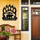 Personalized Bear Paw Metal Wall Decor, Rustic Forest Bear Wilderness Sign, Forest for Living Room Indoor Decor, Rustic Cabin Hunting Bear Paw Signs by CozyNest Decor