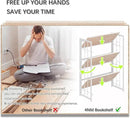 4NM No Assembly 3 Tiers Folding Bookshelf, 35" H Foldable Storage Shelves Vintage Bookcase Standing Racks Study Organizer Home Office - Natural White by CozyNest Decor