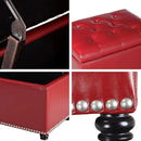 24'' Leather Storage Ottoman Rectangular Foot Rest Stool with Nailhead Trim for Bedroom Living Room(Red) by CozyNest Decor