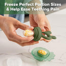 Haakaa Baby Fruit Food Feeder & Mini Freezer Nibble Tray Combo, Breastmilk Popsicle Molds for Baby Cooling Relief, BPA Free Silicone Feeder for Safe Infant Self Feeding, 4 Month+(Olive Green) by TinyTreasures Baby Boutique